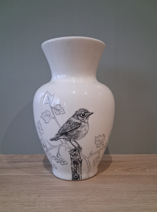 Vase - Bird on Hawthorn
